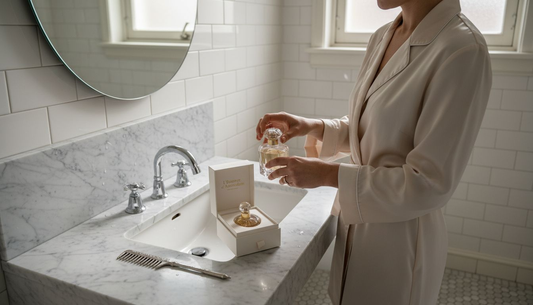 Vrouw pakt exclusieve parfumfles uit